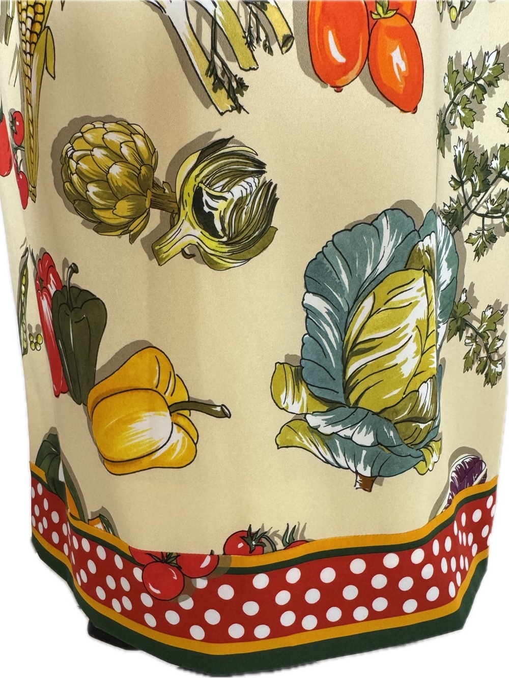 Dolce & Gabbana Cream Maxi Dress with Multicolor Vegetable Print - Picture 5 of 9